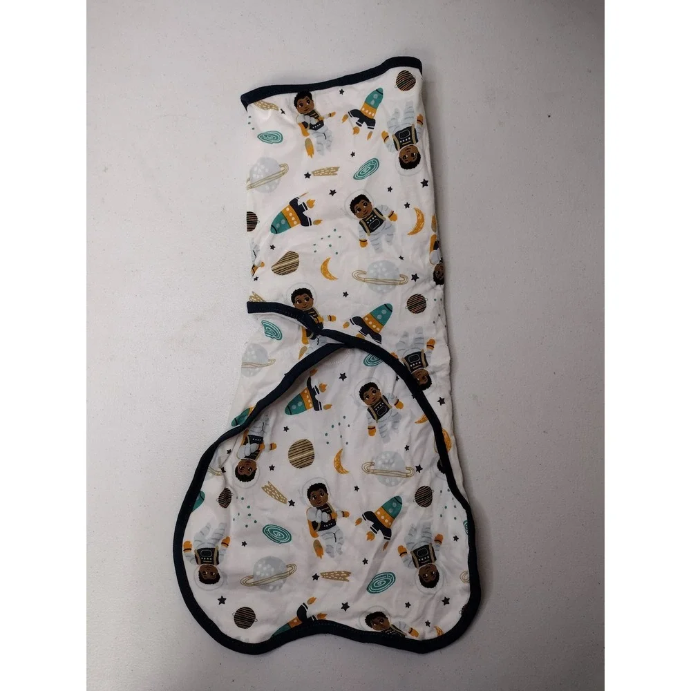 Little Muffincakes Astronaut Space Print Cotton Baby Swaddle Wrap White Navy